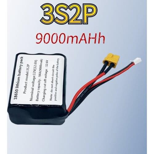 2021New 12V Battery12.6V 9000mAh 3S2P Li-ion Use Single Cell NCR18650GA Combination Suitable for Parrot Disco and Various Drones