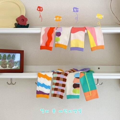 4 Pairs Baby Stocks New Color Matching Middle Tube Cotton Socks Kids Fashion Socks Universal For Boys Girls Knee Hight Socks