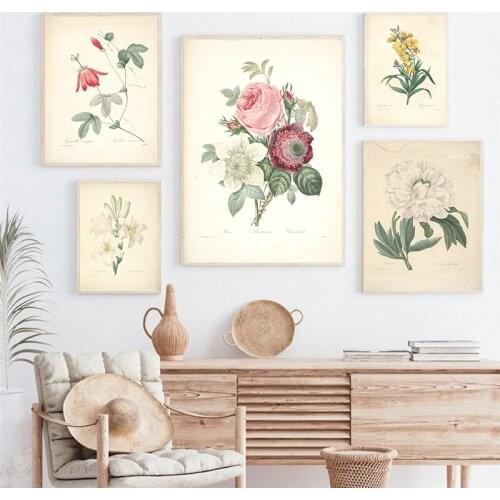 Abstract Watercolor Plant Art Poster Frameless Wall Art Chinese Style Flowers Green Plants Canvas Prints Living Room Home Decor