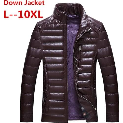 Plus size 10XL 8XL 6XL Mens Winter Stand Collar Down Jacket Casual Solid Brief Down Parka Coat Big large size 5XL 4XL loose