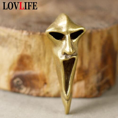 Punk Retro Brass Death Men Skull Key Ring Pendants Creative Pure Copper Small Head Skeleton Charm DIY Keychain Jewelry Accessory