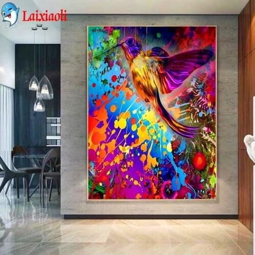 Color Bird Street Art Diamond Embroidery Hummingbird pattern Diy 5D Mosaic Diamond Painting Cross Stitch Full Rhinestones decor
