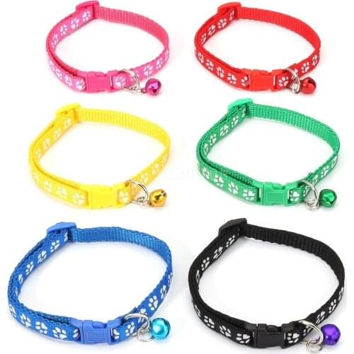 DHL 480PCS 12PCS/Set Adjustable Dog Cat Bell Collars Pet Nylon Collar with Necklace Buckle
