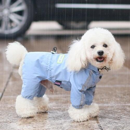 Pet Dog Raincoat Waterproof Jumpsuit Reflective Rain Coat Sunscreen Hooded Dog Outdoor Clothes Jacket for Small Dog Pet Supplies
