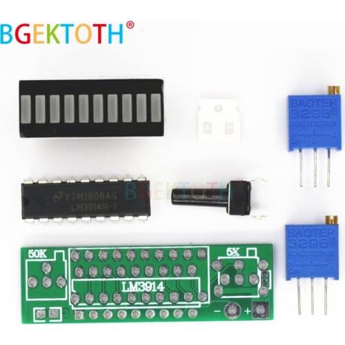 Electronic Diy Kits LM3914 Display Board 3.7V Lithium Battery Capacity Indicator Module LED Power Level Tester 12V Li-lion Lipo