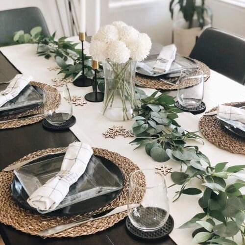 Artificial Green Eucalyptus Garland Leaves Wall Hanging Garland Wedding Table Decor DIY Wreath Gift Scrapbooking Craft Fake Leaf