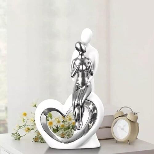 CERAMIC HEART LOVERS STATUE HOME DECORATION ACCESSORIES CRAFTS ROOM DECORATION PARLOR ORNAMENTS PORCELAIN FIGURINES WEDDING GIFT