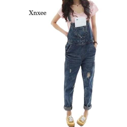 2021 Summer Womens Washed Denim Jumpsuit Ladies Casual Jeans Ripped Jumpsuit Ladies Jumpsuit Workwear Denim Jumpsuit