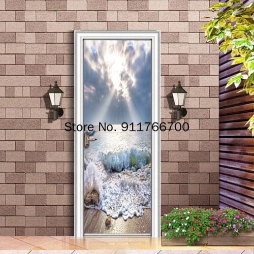 Beautiful Scenery Adhesive Waterproof Wallpaper For Bedroom Living Room Mural Decal Green Leaf Door Sticker Home Decor