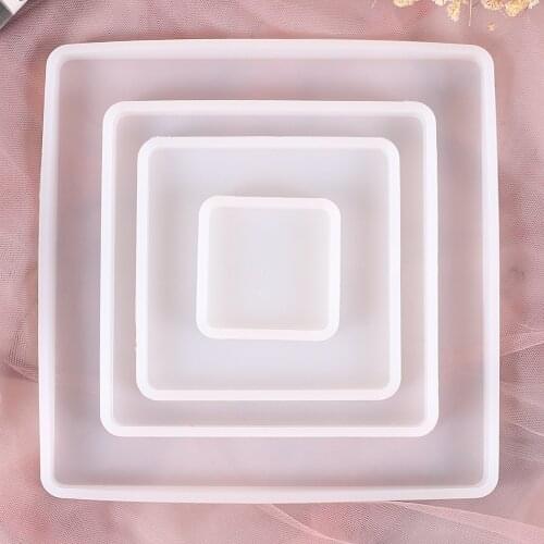 Diy crystal epoxy square mold mirror resin coaster tray decoration model handmade mud plate homemade wholesale