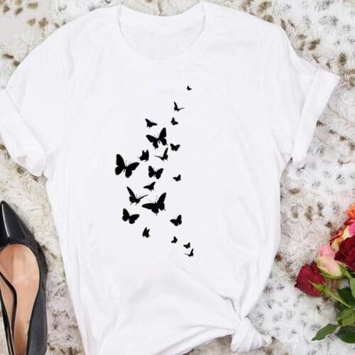 Summer Female Tshirts Clothes Graphic T Top Lady Print Tee T-Shirt Women Butterfly Cartoon Cute 90s Clothing Trend