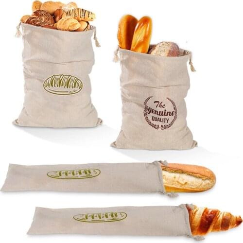 Linen Bread Bag For Baguette Reusable Drawstring Bag For Loaf Homemade Artisan Bread Storage Bag