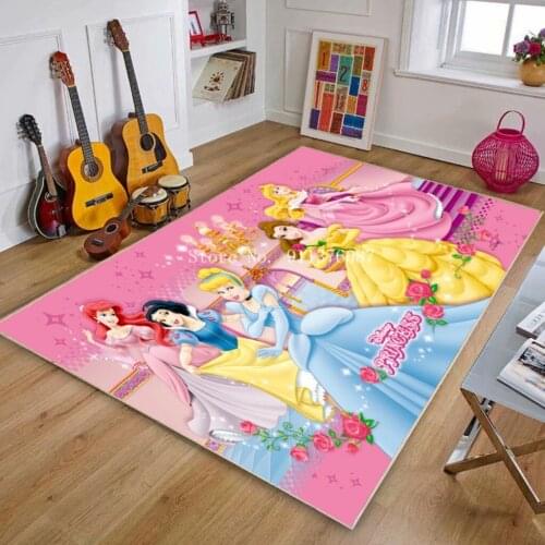 Cartoon Princess Printing Doormat Flannel Home Decoration Non-slip Floor Mat Carpet Tapis De Bain Felpudo Kids Rug Playmat