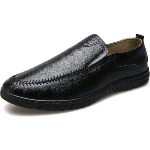 2021 Spring Autumn New Male Leather Casual Shoes High-quality Solid Colors Slip-on Loafers Breathable Non-slip for Daily