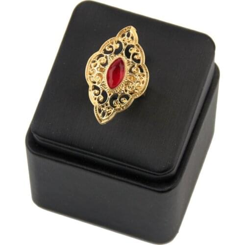 Neovisson Elegant Gold Color Arabesque Ring for Women Boho Opening Ring Crystal Wedding Jewelry African Golden Bride Gift 2020