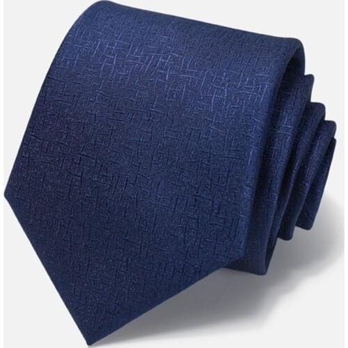 New High Quality 8CM Wide Navy Blue Business Tie For Men Fashion Dress Suit Polyester Silk Zipper Necktie Cravat With Gift Box