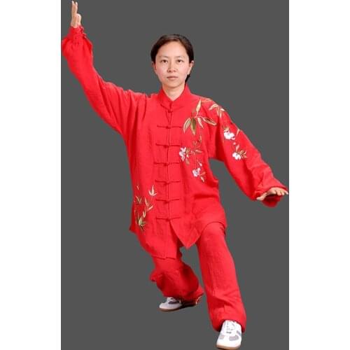 Yiwutang Tai chi clothing chinese kung fu uniform linen wushu suits martial arts embroidery breathable easycare free shpping