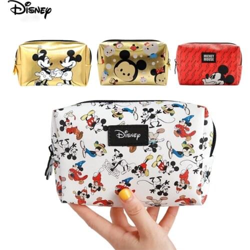 Disney Original Hand Holding Cosmetic Bag Mickey Fashion Womens Waterproof Portable Multifunctional Cosmetic Storage Bag Makeup
