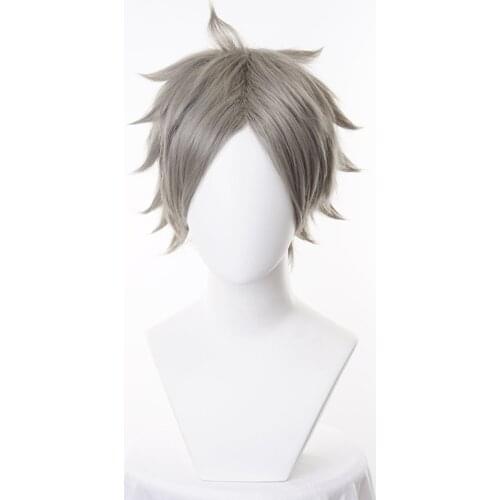 SEMI EITA Cosplay Wigs From Haikyuu!! Grey Short Fluffy Layered Synthetic Hair Cos Wig + Wig Cap