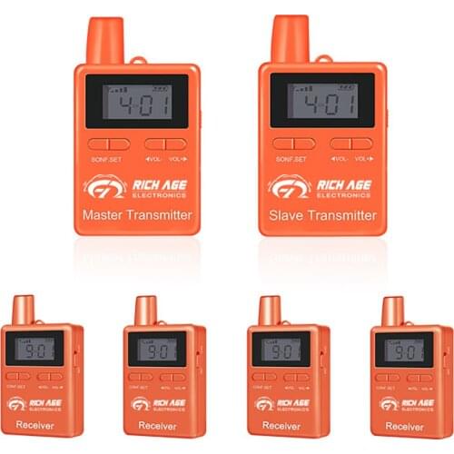 Professional UHF Wireless Tour Guide Translation System 1 master Transmitter 1 slave transmitter for Teach Train Visit Tourism