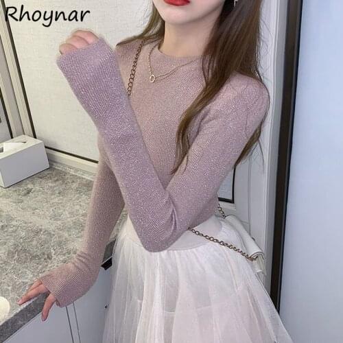 Pullovers Women Spring Autumn Sweater Solid Simple All-match Slim 3 Colors Lady Comfortable Leisure Korean Style Elegant New Fit