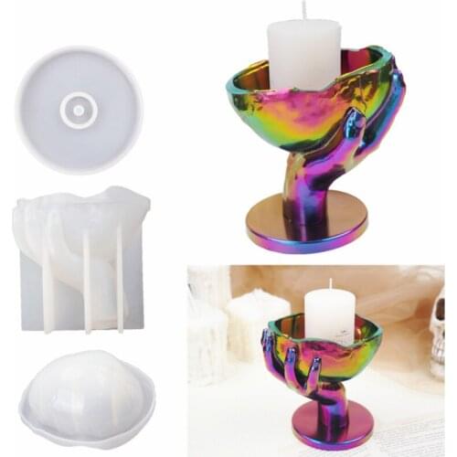 Diy Hand Skull Candle Holder Decor Silicone Mold Jewelry Fillings Charms Handmade Storage Box Epoxy Resin Mould Craft