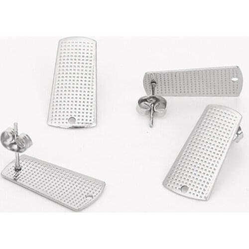 New style shield stainless steel Stud Earrings Post Findings 18mm