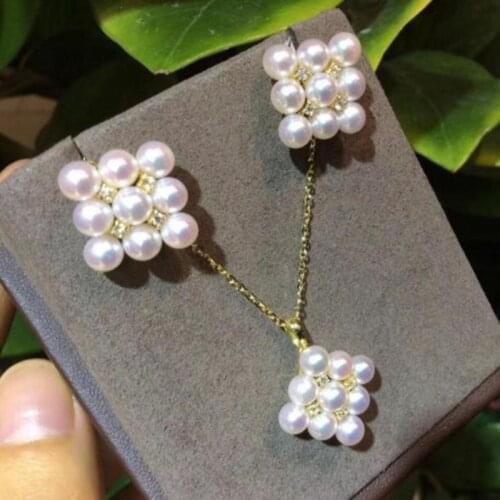 Gorgeous pair of south sea round white pearl pendant &earring 14k