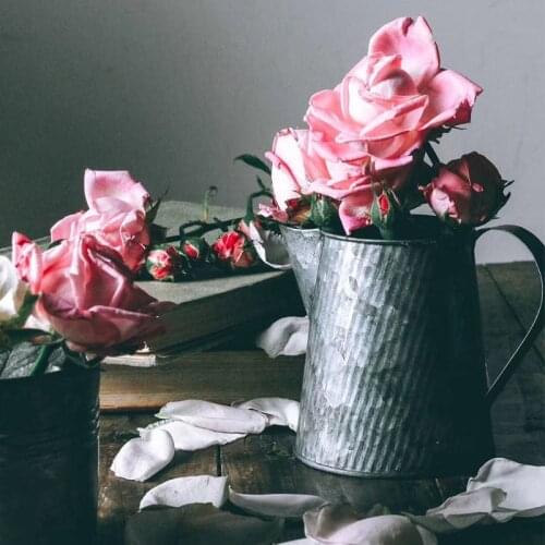 Retro Iron Handle Cup Vintage Wrought Metal Food Fruit Coffee Cup Kettle Flower Vase Bucket Photography Props Home Decor