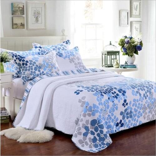 New 100% cotton Quilted embroidery Bedspread Bed Cover Bed Sheet size 230x250cm blanket Pillowcases 3pcs