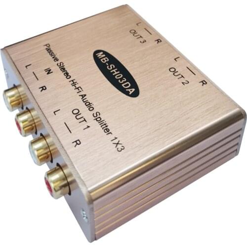 Passive Stereo Audio Splitter RCA Audio Signal Splitter With Isolated Output Hi-Fi Audio Splitter Stereo Audio Distributor