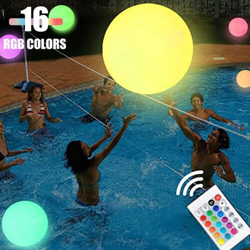 60CM LED Beach Ball With Remote Control 16 Color Floating Pool Lights Beach Ball Swimming Pool Toy Glowing Party Decoration 2021