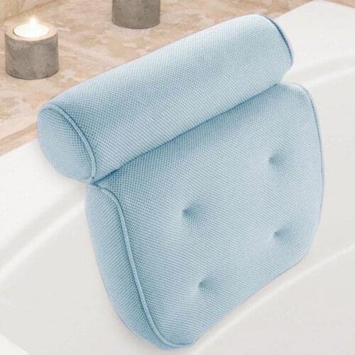 Bath Pillow Breathable Ergonomic Design Bath Accessories Bathtub Pillow With 6 Non-Slip Suction Cups for Home