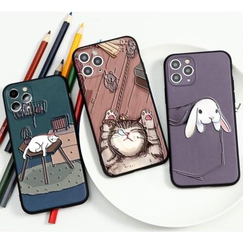 Silicone Soft TPU Phone Case for iPhone 8 7 6S 6 Plus X 11 Pro XR XS Max 5 5S SE 3D Emboss Cover Case For iphone XR Coque Lovely