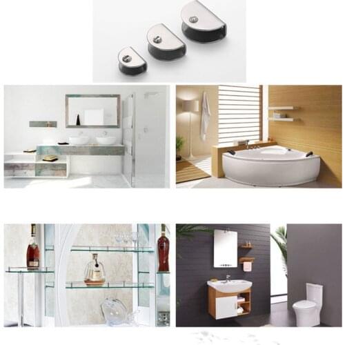 4pcs Aluminum Alloy Glass Clamp Half Round Support Corner Bracket Home Cupboard Wardrobe Glass Door Fixer Hardware Accessories