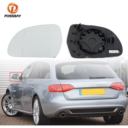 POSSBAY Car Wing Mirror Left/Right Side Heated Mirror White Glass Auto Door Mirror Glass Fit for Audi A4/S4 B8 A8/S8 2008-2009