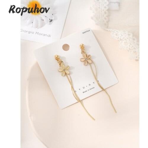 Ropuhov 2021 925 Silver New Woman Jewelrys Woman Needle Gentle Super Fairy Flower Opal Temperament Long Tassel Earrings