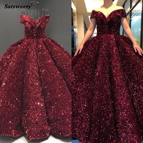 Gold Dubai Sweetheart Sexy Plus Size Prom Dresses Sequined Off Shoulder Luxury Sweet 16 Gowns Quinceanera Dresses