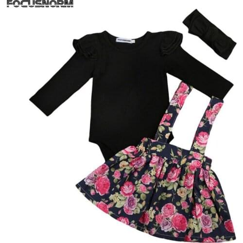Toddler Kids Baby Girls Flower Clothing Sets Cotton Long Sleeve Romper Tops Bib Tutu Dress 2Pcs Princess Clothes Set Outfit 0-2Y