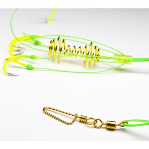 4 Pcs/Set Fluorescence Anti-hook Fishing Bait Spring Lure Inline Hanging Multifunctional design Tackle Stainless Steel Feeder