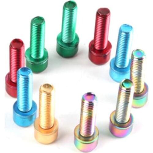 6Pcs MTB Bicycle Handlebar Screws Titanium-plated Colorful Screws M5*18MM Stem Riser Screws Bicycle Stem Bicycle Parts