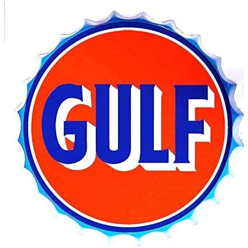 Retro Sign Gulf Bottle Caps Retro Metal Tin Sign Diameter Home Decor Bar Plaque Lounge Man Cave Garage Decor