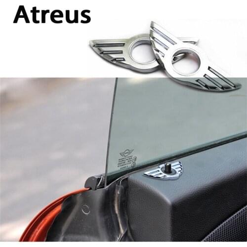 Atreus 1pcs Car-Styling Door Pin Lock Wing Emblem Badge Auto Stickers Decorative For BMW Mini Cooper R56 R50 R53 F56 F55 R60 R57