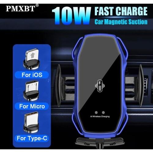 Automatic Clamping Car Phone Holder 10W Fast Wireless Charger For Samsung S10 USB Magnetic Charging Stand for iPhone 12 11 Pro X