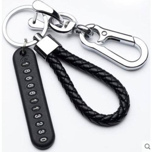 Keyring Anti-lost Car Phone Number Card Keychain Plate Key Ring Auto Car-styling Interior Car Decoration Auto Accessories