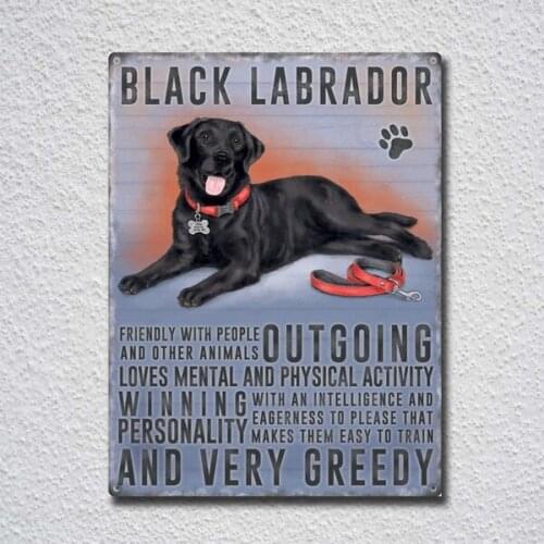 Black Labrador Vintage Tin Sign Metal Sign Metal Poster Metal Decor Metal Painting Wall Sticker Wall Sign Wall Decor