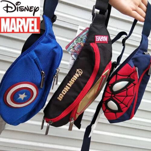 Disney Cartoon Childrens Waist Bag Boy Chest Bag Spider-Man Boy One Shoulder Messenger Bag Fashion Outing Kid Storage Bag