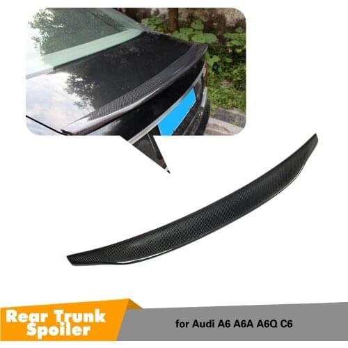 For Audi A6 C6 Carbon Fiber Spoiler Trunk Lip Wing 2005 - 2011 Rear Trunk Gloss Black Spoiler