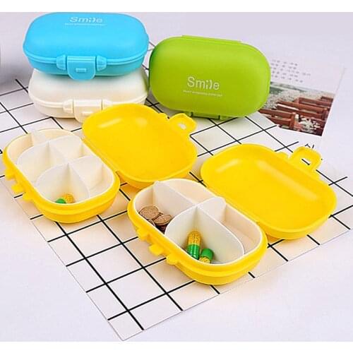 4 Grids Travel Pill Storage Box Portable Mini Drug Container Organizer for Medicine Vitamin Plastic Jewelry Storage Case Holder