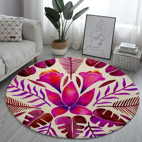 Flannel Thicken Flower Plant Non-slip Round Mat Girl Room Decoration